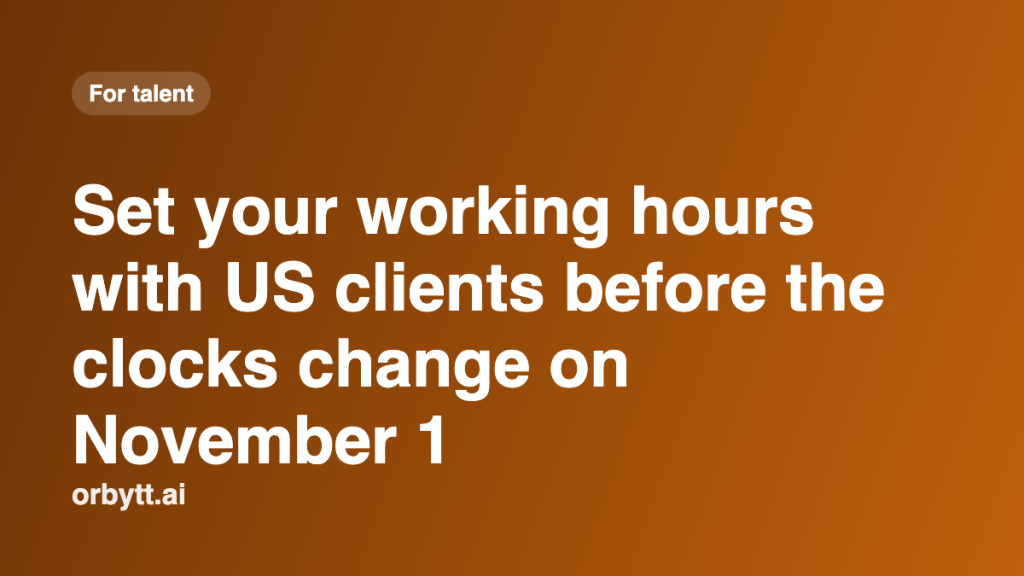 Orbytt article image: Set your working hours with US clients before the clocks change on November 1