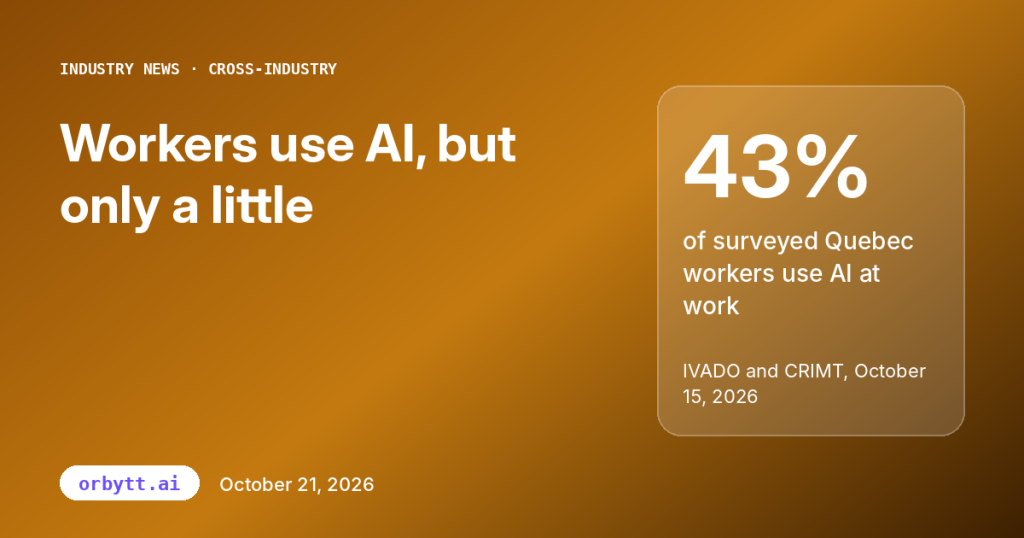IVADO survey: 43% of surveyed Quebec workers use AI at work